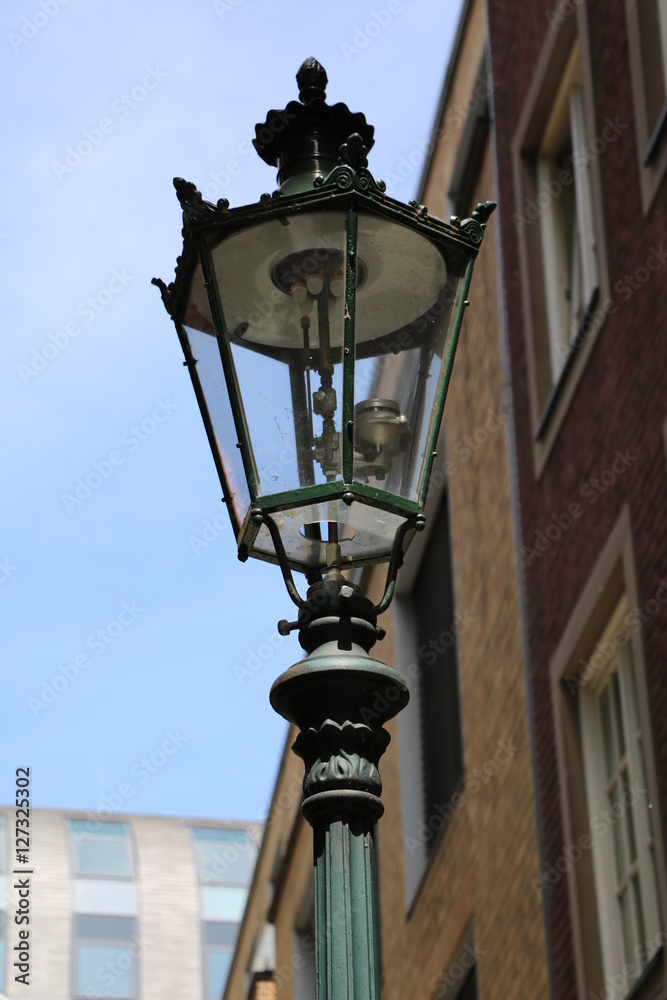 Historic street lighting in Düsseldorf old town, Germany