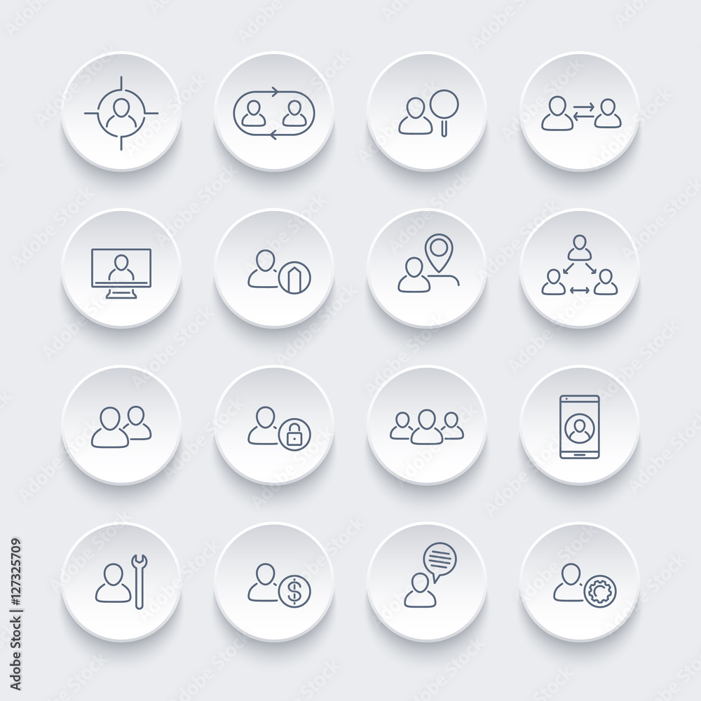 Personnel line icons set, human resources, HR, team, employee, vector illustration Personnel line icons set, human resources, HR, team, employee, vector illustration