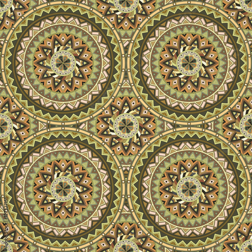 Ornate floral seamless texture, endless pattern with vintage mandala elements. © somber