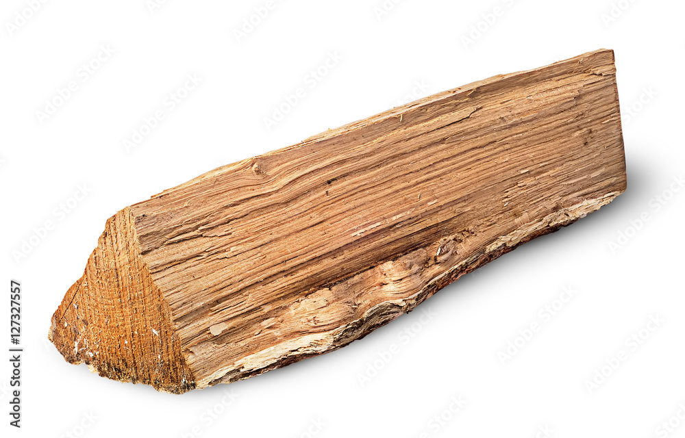 Single log of wood inverted horizontally
