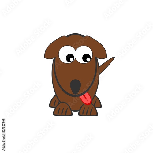 Brown dog illustration. Cartoon pet with tongue out. Big eye puppy.