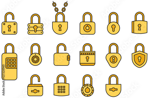 PADLOCKS filled line icons