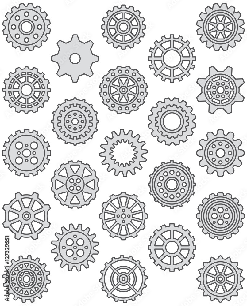 COGWHEELS filled line icons
