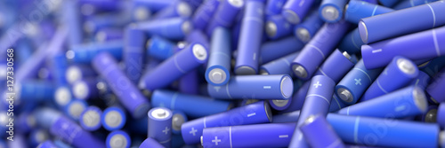 Schilderij op canvas Infinite alkaline blue batteries