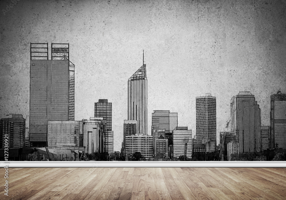 Fototapeta premium City design on wall