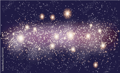 Magic Space. Fairy Dust. Infinity. Abstract Universe Background. Blue Gog and Shining Stars. Vector illustration photo