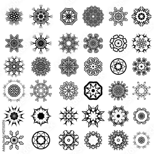 Set of Different Tribal Rosettes Tattoo Design Isolated on White Background. Polynesian Design