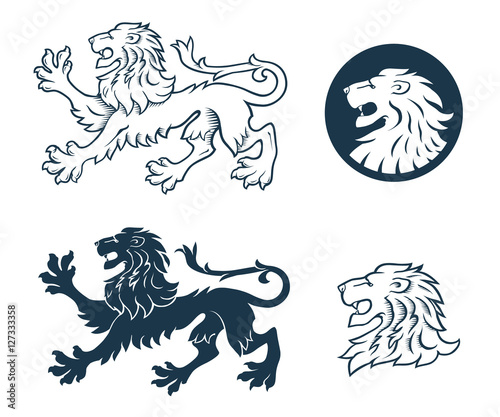 Fototapeta Naklejka Na Ścianę i Meble -  lion heraldic silhouette insignia