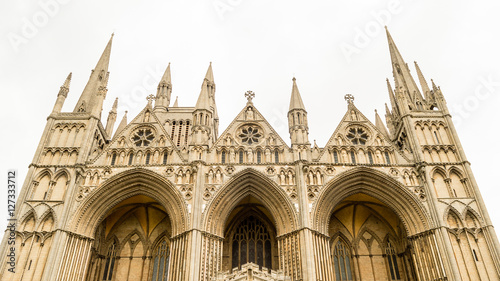 Peterborough Cathedral West Facade low angle photo