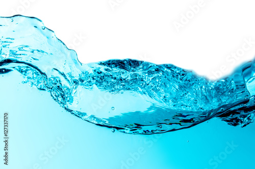 Blue water wave isolated on top