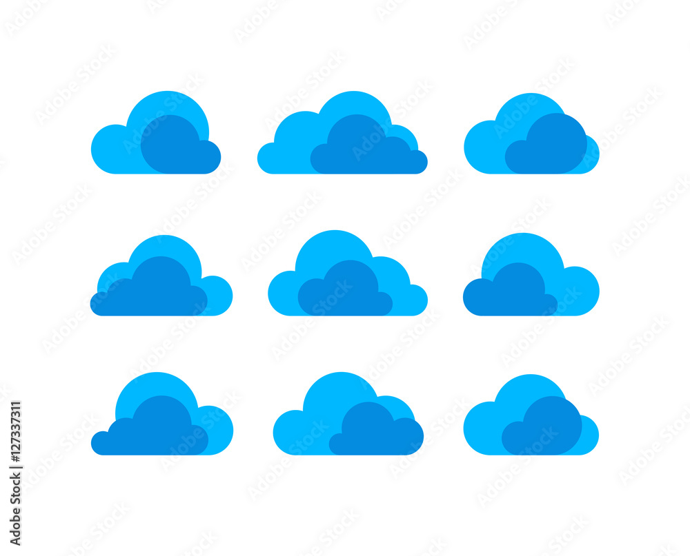 Abstract flat design cloud icon set Abstract flat design cloud icon set
