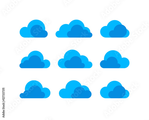 Abstract flat design cloud icon set