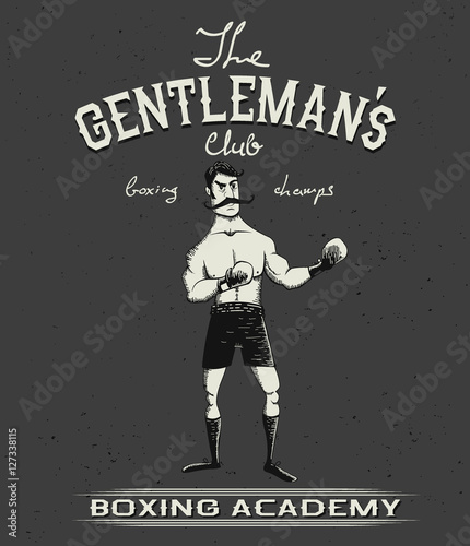 Vintage old poster with boxer