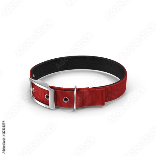 New red dog collar isolated on the white. 3D illustration