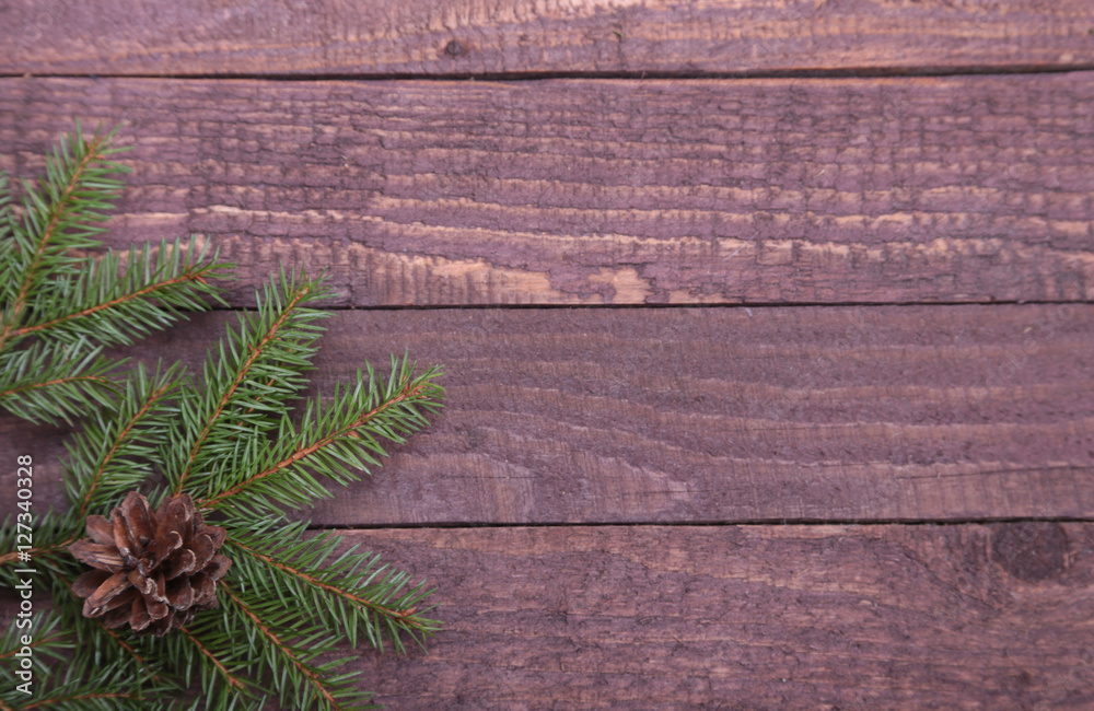 Christmas tree decoration isolated on wooden background Christmas tree decoration isolated on wooden background