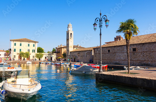 small, romantic port in Lazise at Lake Garda in Italy