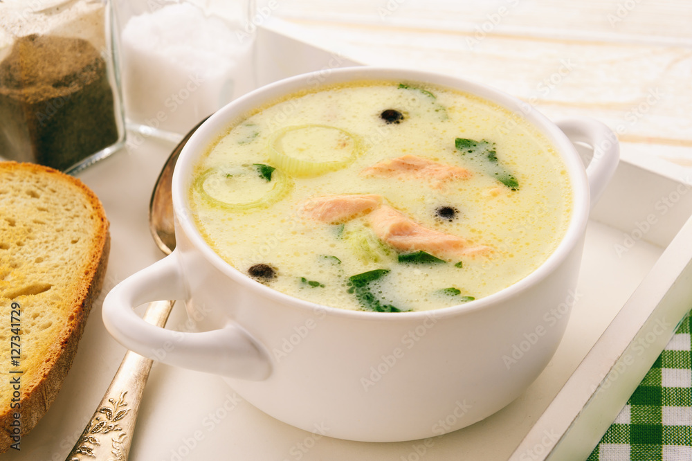 Chowder (fish soup) with rainbow trout. Chowder (fish soup) with rainbow trout.