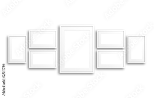 Blank photo frames collage,  Interior decor mockup