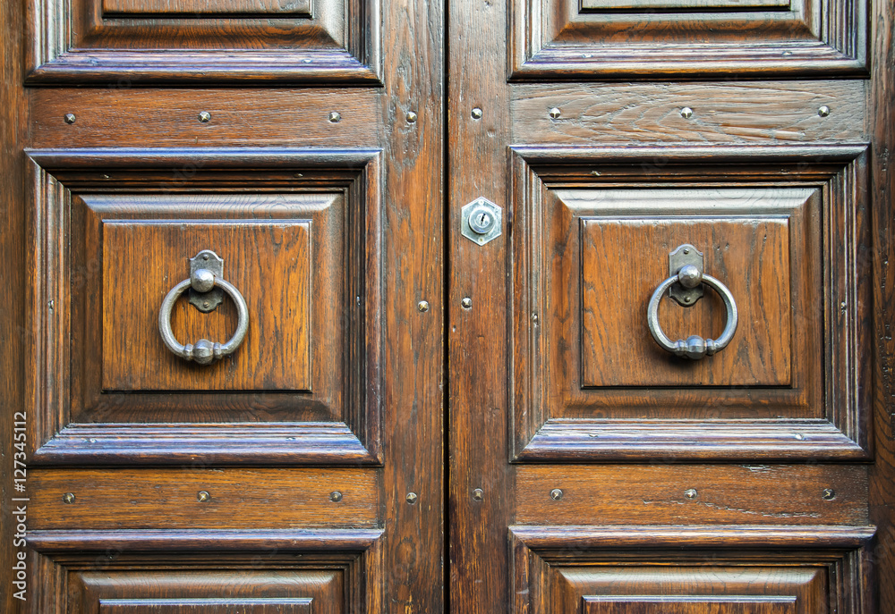 Details of an ancient Italian door in Florence, Italy. Details of an ancient Italian door in Florence, Italy.