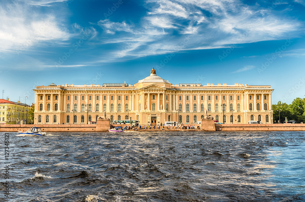 Facade of the Russian Academy of Arts, St. Petersburg, Russia