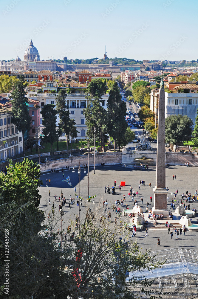Roma, panorama di piazza del Popolo dal Pincio