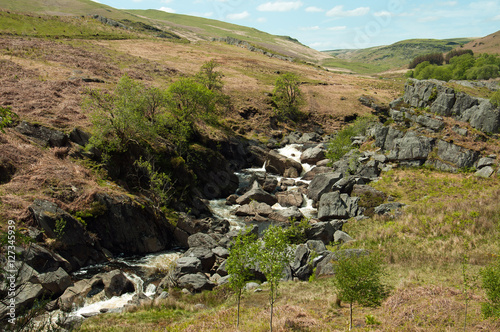 Mountain Waterfall in the Elan valley of Wales. photo