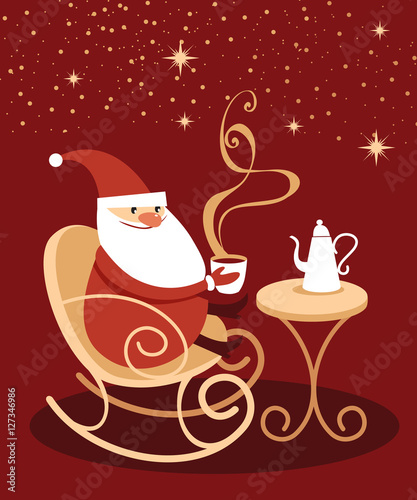 Santa Claus drinking hot chocolate