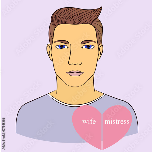 Man with wife and mistress in heart