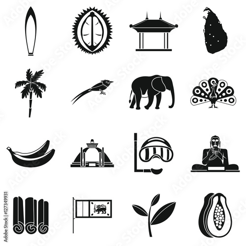 Sri Lanka travel icons set. Simple illustration of 16 Sri Lanka travel vector icons for web