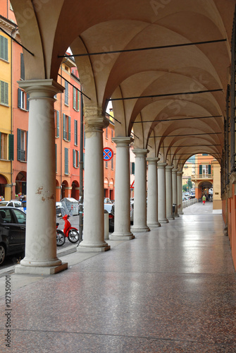 Italy, Bologna old portico in Azeglio street.