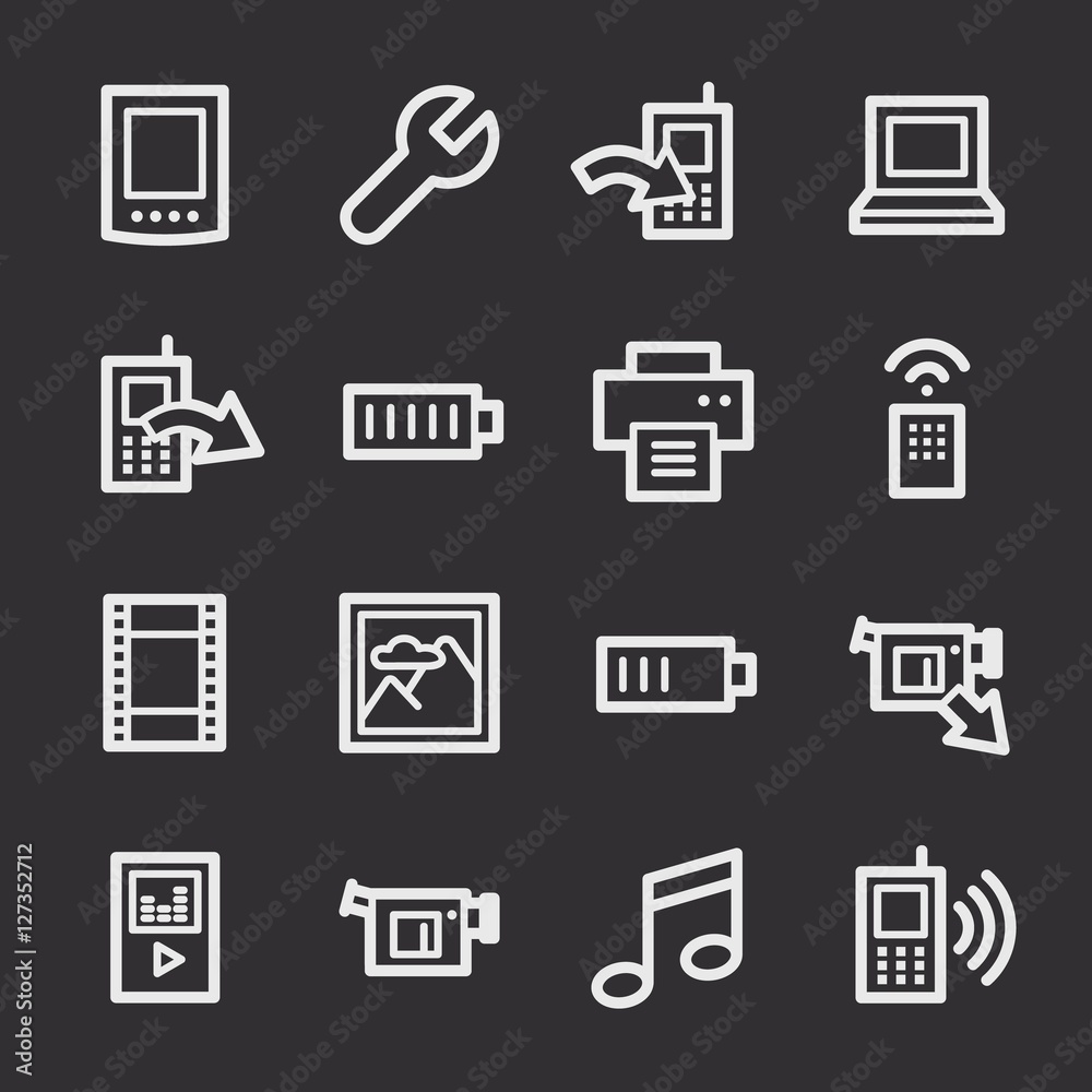 Mobile content web icons set Mobile content web icons set