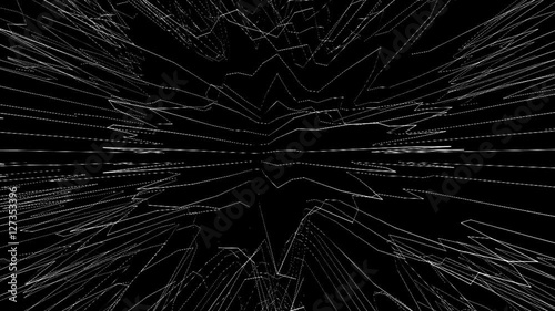 Digital Landscape. White Generative Waves. View from the Top.