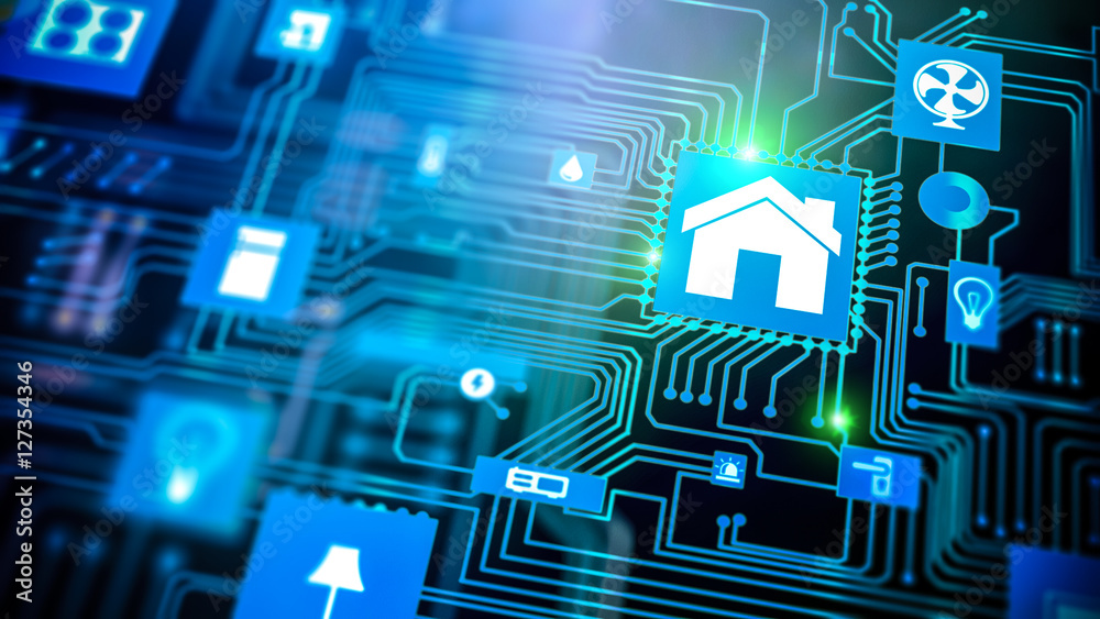 Smart Home Haus automation mit smart haus app auf tablet oder smartphone