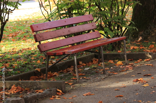 Red bench in the park