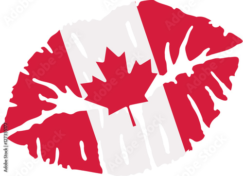 Kiss with canadian flag