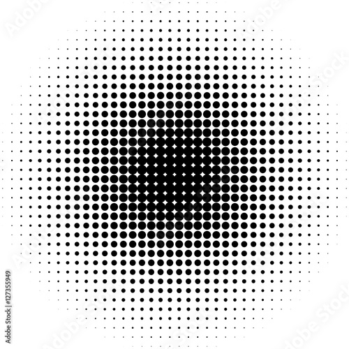 Halftone circles, halftone dots pattern. Monochrome half-tone