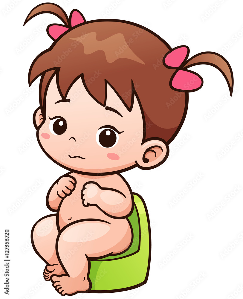 Vector Illustration of Cartoon Cute Baby sitting on potty Vector Illustration of Cartoon Cute Baby sitting on potty