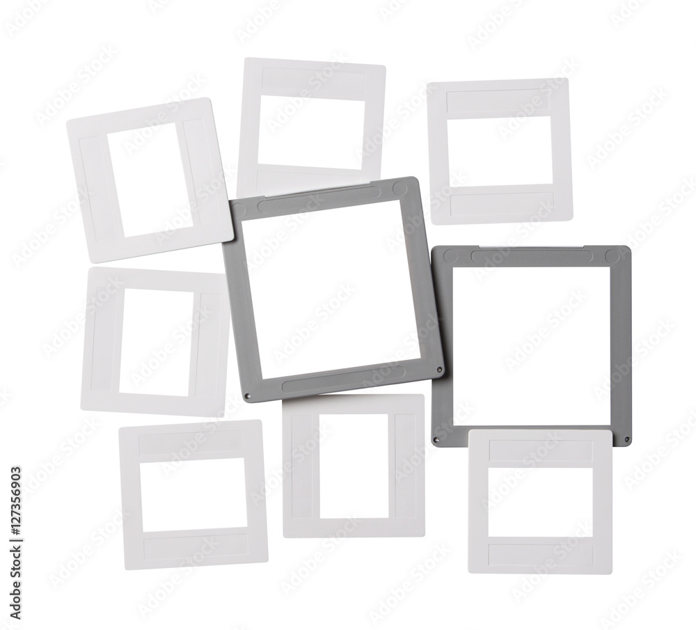 120 and 135 format slide frames isolated on white background 120 and 135 format slide frames isolated on white background