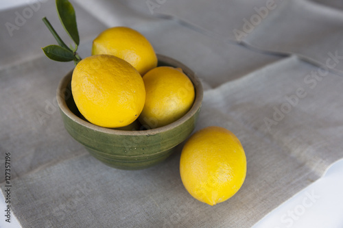 Lemon Bowl Linen Tea Towel