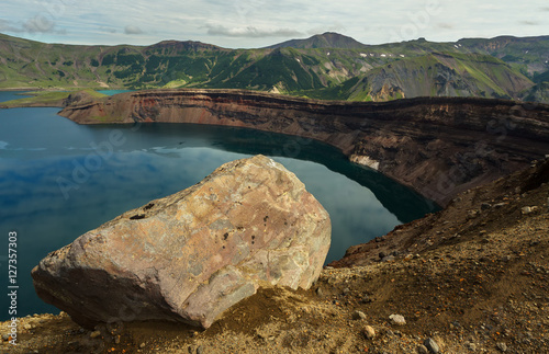 Lake in Caldera volcano Ksudach. South Kamchatka Nature Park. photo