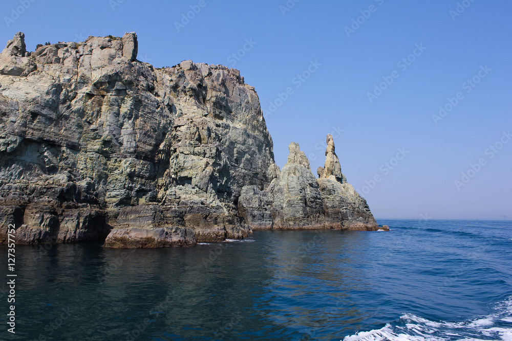 rocky island / A view of a rocky island, the southern coast of Korea 