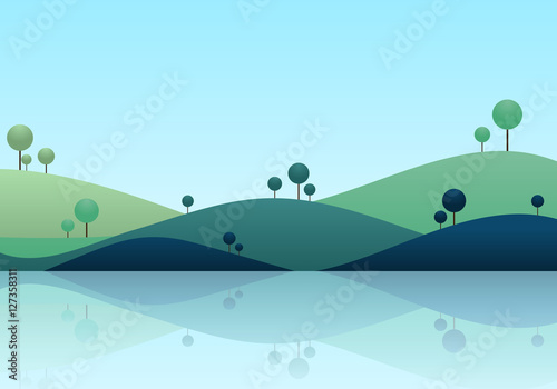 Natue landscape background, mountain scenery vector illustration