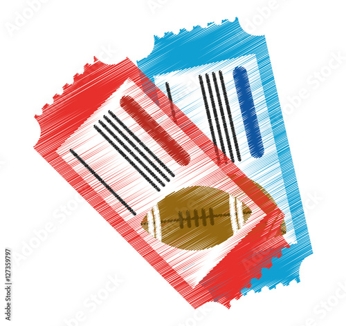 Ticket of american football icon. Sport hobby competition and game theme. Isolated design. Vector illustration