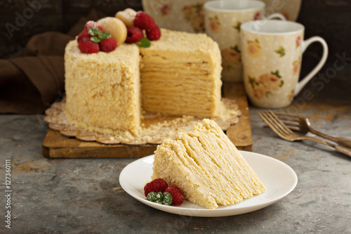 Fotografija Napoleon cake with butterscotch frosting