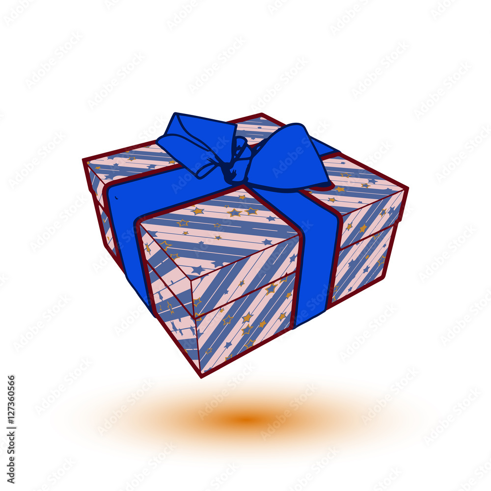 gift box present with blue bow and ribbon. EPS10 Vector illustration gift box present with blue bow and ribbon. EPS10 Vector illustration