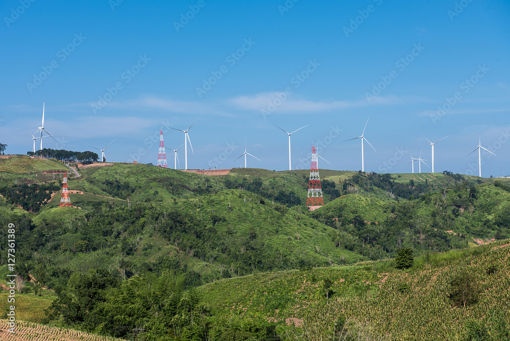 Wind Turbrines with green field