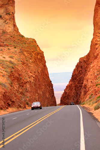 Scenic winding drive through the desert in Arizona