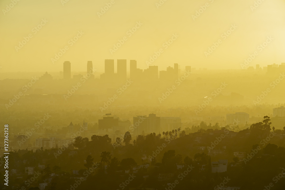 Los Angeles Westwood Sunset Cityscape from Griffith Park