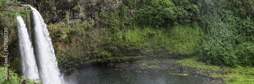Panorama of Wailua Falls in Kauai, Hawaii