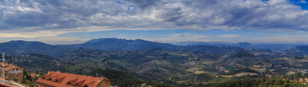 The view from the observation deck of the state of San Marino in Italy